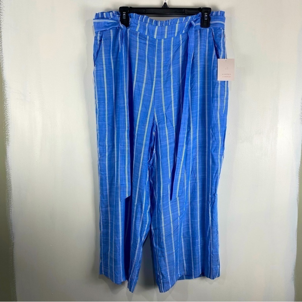 Lauren Conrad: Flowy Striped Wide Leg Tie Front Full Length Pants Size XL (NWT)